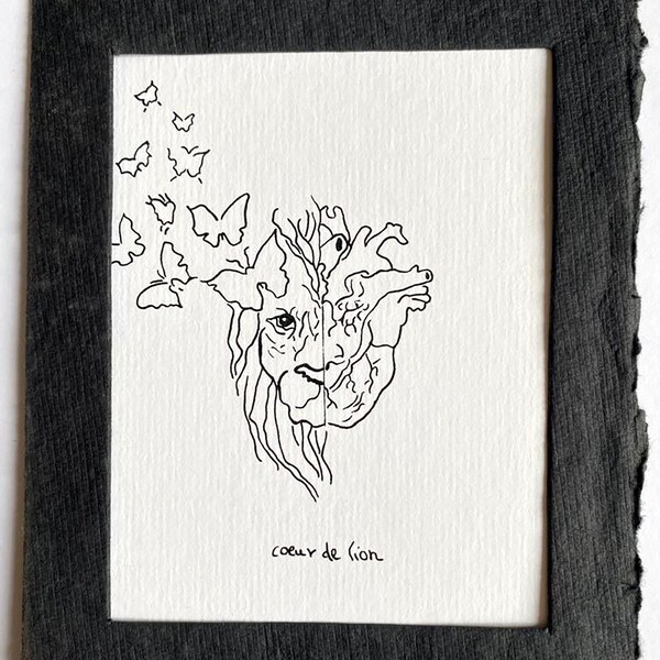 Carte artistique 10,5 x 15 cm - Coeur de lion