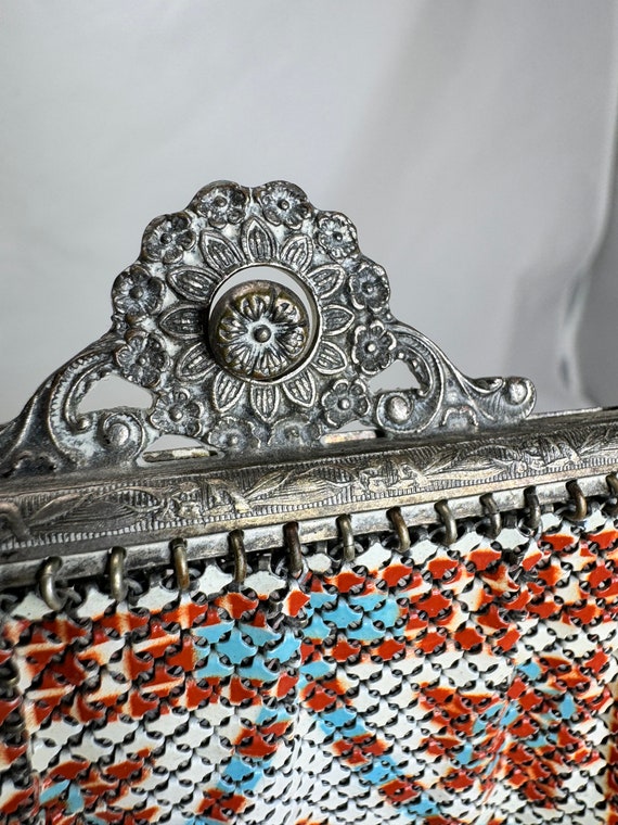 Antique Mandalian Co Silver Art Deco Mesh purse R… - image 2