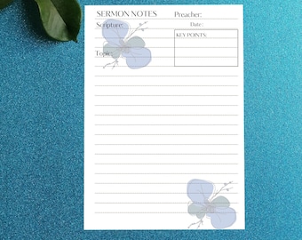 Sermon Notes, Printable PDF, Instant Download, Bible Study guide planner, Christian journal, Church notebook, A4 Printable Sermon Notes
