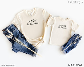 Coffee and Chaos Mommy and Me Shirts for Mom and Baby Matching Outfit, Mama Baby Shirt, First Mother's Day Gift, Mommy and Me Matching Set