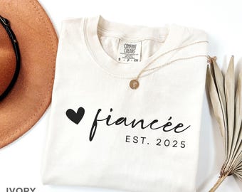 Personalized Fiancee Est Shirt Comfort Colors Engaged Tshirt, Fiance Shirt, Wedding Engagement Gift for Fiancee, Outfit for Bridal Shower