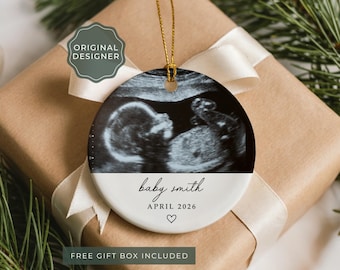Baby Ultrasound Ornament Personalized Ultrasound Photo Christmas Ornament Sonogram Ornament With Picture Grandparent Pregnancy Announcement
