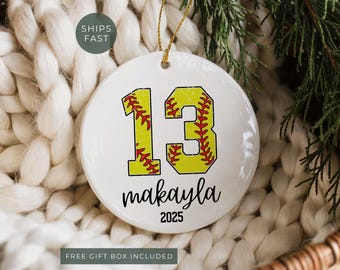 Personalized Softball Ornament for Girls, Custom Softball Christmas Ornament Gift for Softball Player Ornament Softball Team Keepsake Gift
