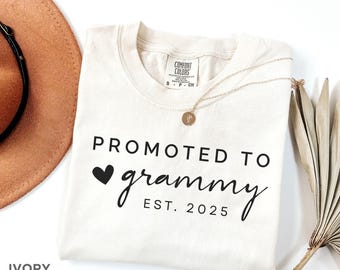 Personalized Promoted to Grammy Shirt Comfort Colors, New Grandma Announcement Gift, Grammy Est Tshirt, Cute Mothers Day Gift for Grandma