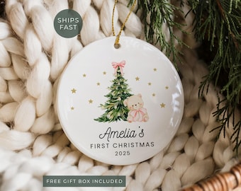 Baby Girl First Christmas Ornament 2025 Personalized Babys First Christmas Ornament Girl Custom Baby Girl Ornament Keepsake Gift