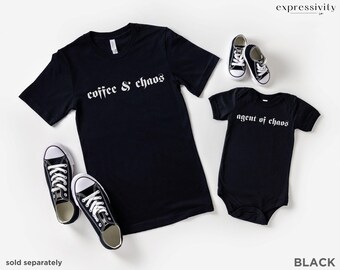 Coffee and Chaos Mommy and Me Shirts for Mom and Baby Matching Outfit, Mama Baby Shirt, First Mother's Day Gift, Mommy and Me Matching Set