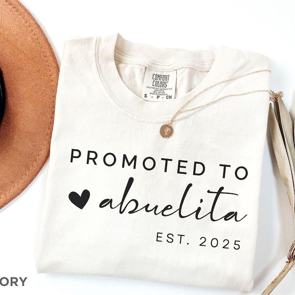 Personalized Promoted to Abuelita Shirt Comfort Colors, New Grandma Announcement Gift, Abuelita Est Tshirt, Mothers Day Gift for Grandma