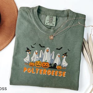 Halloween Silly Goose Shirt, Comfort Colors® Funny Goose Tshirt, Halloween Ghost Goose T Shirt, Cute Poltergeese T-Shirt, Silly Goose Gift