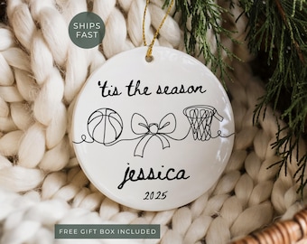 Girls Basketball Ornament Personalized, Custom Basketball Christmas Ornament Gift for Basketball Player Ornament for Basketball Team Gifts