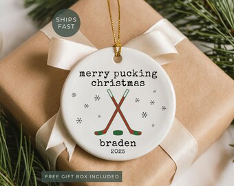 Personalized Hockey Ornament 2025, Custom Hockey Christmas Ornament Gift for Ice Hockey Player Keepsake, Funny Hockey Team Coach Gifts