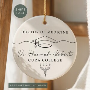 Doctor Graduation Gift Ornament, Personalized MD Grad Gift for Medical Doctor Christmas Ornament Keepsake Custom Dr Ornament New Doctor Gift