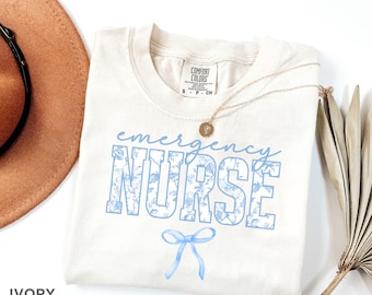 ER Nurse Shirt Comfort Colors, Floral Emergency Nurse Tshirt, New ED Nurse Gift, Emergency Room Nurse Shirt, Emergency Department Shirt