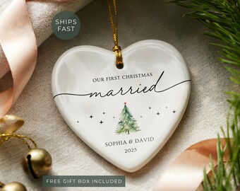 First Christmas Married Ornament 2025, Personalized Our First Christmas Married Christmas Ornament Wedding Keepsake 1st Christmas Married