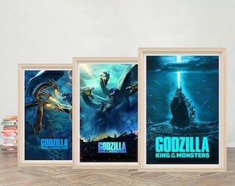 ゴジラ キング・オブ・モンスターズ 映画ポスター ウォールアート | 高品質キャンバス布ポスター | ゴジラ キング・オブ・モンスターズ (2019) ポスタープリント