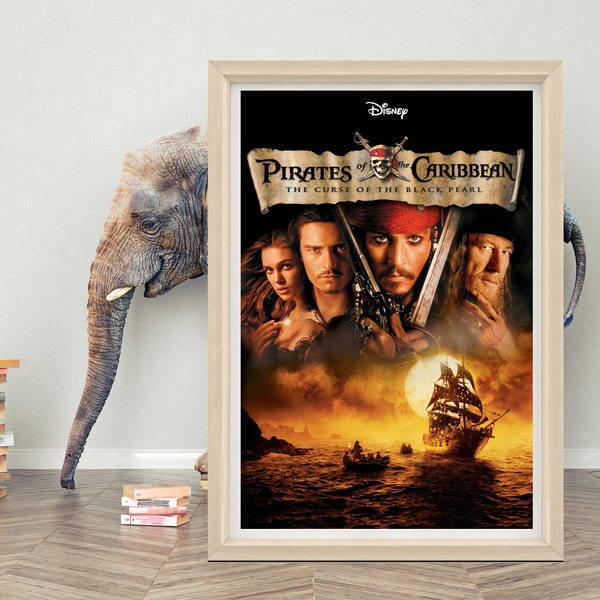 Pirates des Caraïbes La malédiction du Black Pearl affiche d'art mural | Poster en toile de haute qualité | Impression d'affiche de film classique | 27 x 40 po.