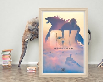 Affiche du film Godzilla x Kong Le Nouvel Empire | Affiche de film Godzilla x Kong (2024) | Toiles Godzilla de haute qualité | Cadeau de fête