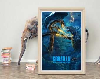 Godzilla, le roi des monstres, affiche du film Art mural | Poster en toile de haute qualité | Impression d'affiche Godzilla, le roi des monstres (2019)