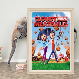 Cartaz de parede do filme Cloudy with a Chance of Meatballs | Cartaz de filme minimalista | Cartaz de tela de alta qualidade | Cartaz de filme clássico