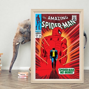 The Amazing Spider-Man Comic Issue 50 No More Poster Wall Art | High Quality Canvas Cloth Poster | Spider-Man Poster Print
