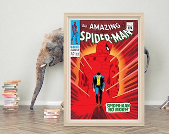 The Amazing Spider-Man Comic Issue 50 No More Poster Wall Art | High Quality Canvas Cloth Poster | Spider-Man Poster Print