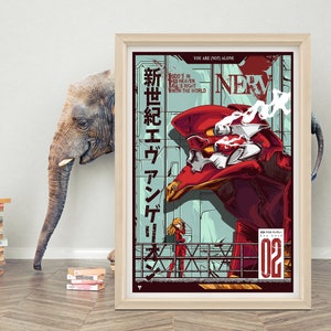 Neon Genesis Evangelion EVA Unit-02 poster | Minimalistische film 2024 | Canvasdoek van hoge kwaliteit | Klassieke anime-posterafdruk