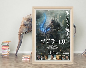 Godzilla Minus One Movie Poster | Godzilla Minus One (2023) Japanese Poster| Godzilla High Quality Canvas Cloths | A1/A2/A3/A4/A5/27x40''