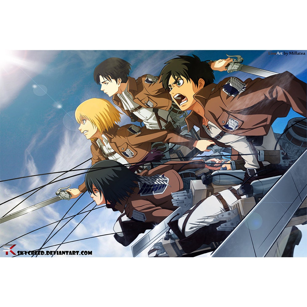 Aanval op Titan filmposter | Poster Eren, Mikasa, Armin en Levi | Hoge  kwaliteit canvas doek filmposter voor cadeau | A1/A2/A3/A4/A5 - Etsy België, image size:1000x1000