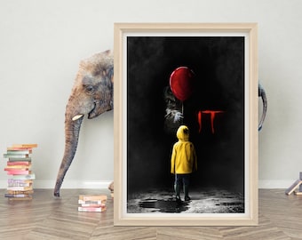 Muurkunst filmposter It (2017) | Horrorfilmposter | Hoge kwaliteit canvas doek poster | Klassieke It Chapter Two-posterprint