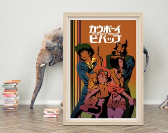 Art mural affiche d'anime japonais Cowboy Bebop | Toile de haute qualité | Impression d'affiche de film d'anime classique Cowboy Bebop