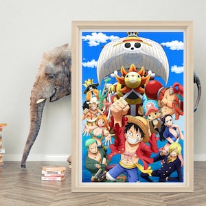 Poster géant Luffy chapeau de paille - Tableau sans cadre 5 pièces