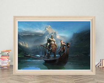 God of War spel poster kunst aan de muur | Canvasdoekposter van hoge kwaliteit | God of War klassieke spel poster afdrukken | A1/A2/A3/A4/A5