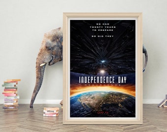 Affiche du film Résurgence du Jour de l'Indépendance Art mural | Affiche de film minimaliste de 2023 | Poster en toile de haute qualité | Affiche de film classique