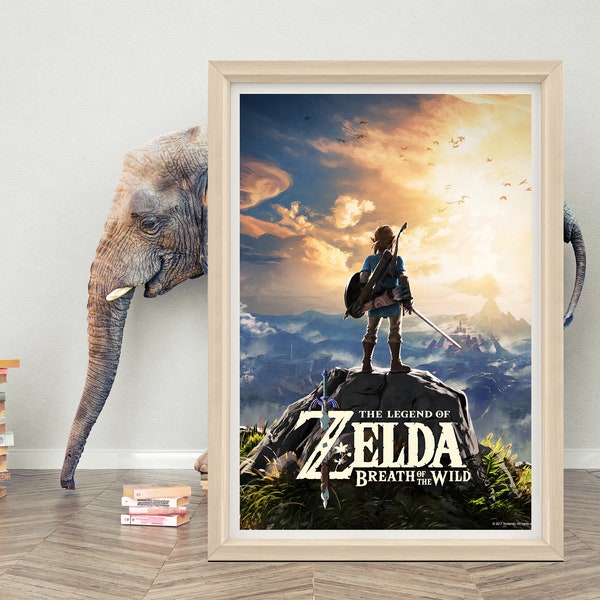 Affiche d'art mural Breathe of the Wild La légende de Zelda | Poster en toile de haute qualité | La légende de Zelda affiche impression (27 x 40 po.)