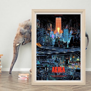 Akira - Neo-Tokyo von Kilian Eng Poster Wandkunst | Akira Anime Poster | Hochwertige Leinwand Poster | Klassischer Film Poster Print