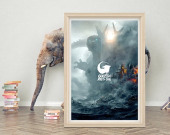 Affiche du film Godzilla moins un | Affiche japonaise de Godzilla moins un (2023) | Toiles Godzilla de haute qualité | Poster pour cadeau