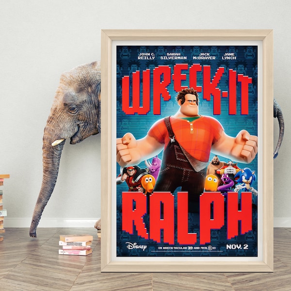 Wreck-It Ralph Anime Movie Poster Wall Art | Wreck-It Ralph Classic Movie Poster | High Quality Canvas Cloth Poster