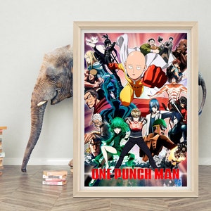 One-Punch Man Anime Poster Wandkunst | 2023 Minimalistisches Filmplakat | Hochwertige Leinwand Poster | Japanischer Anime Poster Print