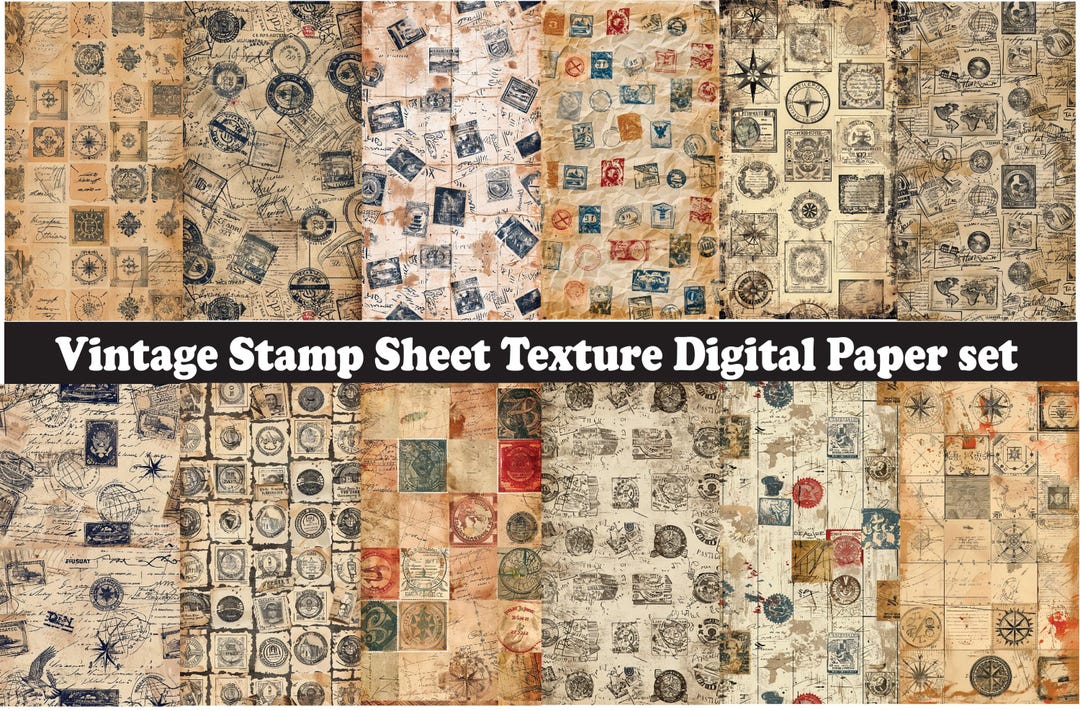 Vintage Stamp Junk Journal Kit: Printable Paper Ephemera (digital ...