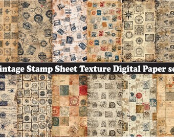 Vintage Stamp Junk Journal Kit: Printable Paper Ephemera (Digital Download)