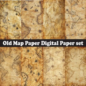 Printable Junk Journal Kit Old map paper, Printable Junk Journal Papers Cards Old map paper,Digital Download,map texture,