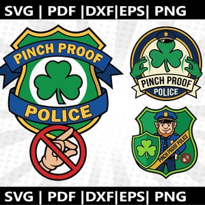 Policía a prueba de pellizcos SVG / Plantilla de clip art imprimible DIY / Archivos de corte Cricut y Silhouette (descarga digital) l Regalo de último minuto