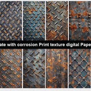 Printable Junk Journal Kit Rust metal plate , Printable Digital Papers Cards Rust metal plate ,Digital Download,Rust texture paper,Rusty