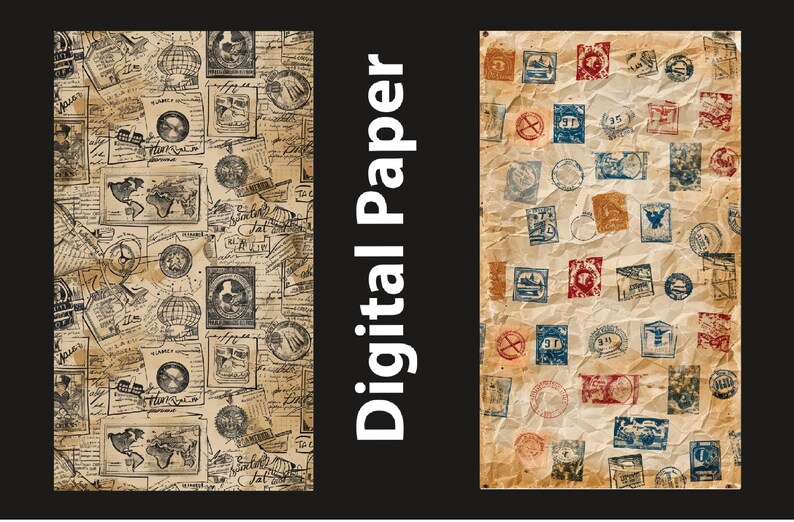 Vintage Stamp Junk Journal Kit: Printable Paper Ephemera (digital ...