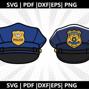 Cappello da poliziotto SVG / Clipart cappello poliziotto PNG / File di taglio Cricut cappello da agente / Download digitale forze dell'ordine