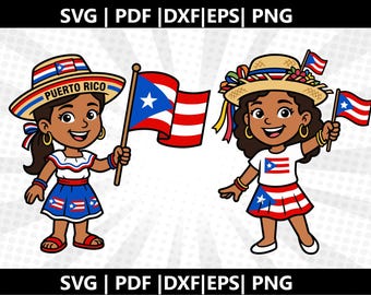 Puerto Rico Girl SVG | Boricua Girl Clipart PNG | Puerto Rican Pride Cricut Cut File | Digital Download