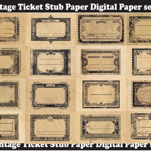 Printable Junk Journal Kit Vintage Ticket paper, Printable Junk Journal Papers Cards  Vintage Ticket paper, Digital Download, Ticket