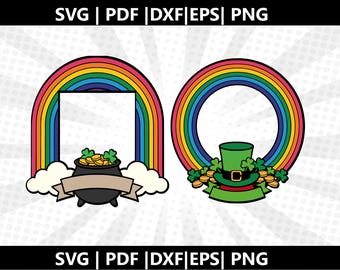 Gold Coin pot with Rainbow Frame SVG |  St Patrick day  Cricut & Silhouette Cut Files (Digital Download)