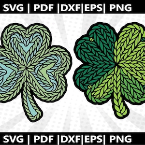 聖パトリックのかぎ針編みの幸運のクローバー SVG | 聖パトリックデーのクリカット＆シルエットカットファイル（デジタルダウンロード）
