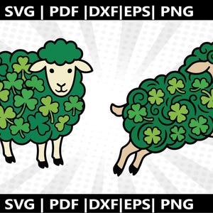 St. Patrick Oveja trébol Lana SVG / Clip art imprimible Plantilla de bricolaje / Archivos de corte Cricut y Silhouette (descarga digital) l Regalo de último minuto
