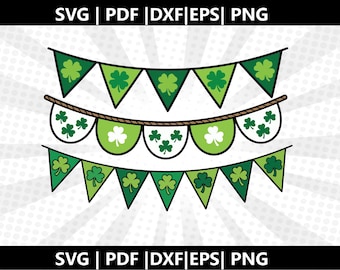St. Patrick Clover Bunting  SVG |  St Patrick day Cricut & Silhouette Cut Files (Digital Download)